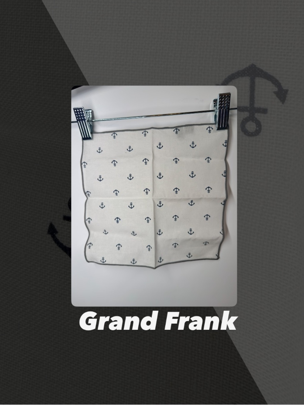 EUC Grand Frank Anchor Print Pocket Square